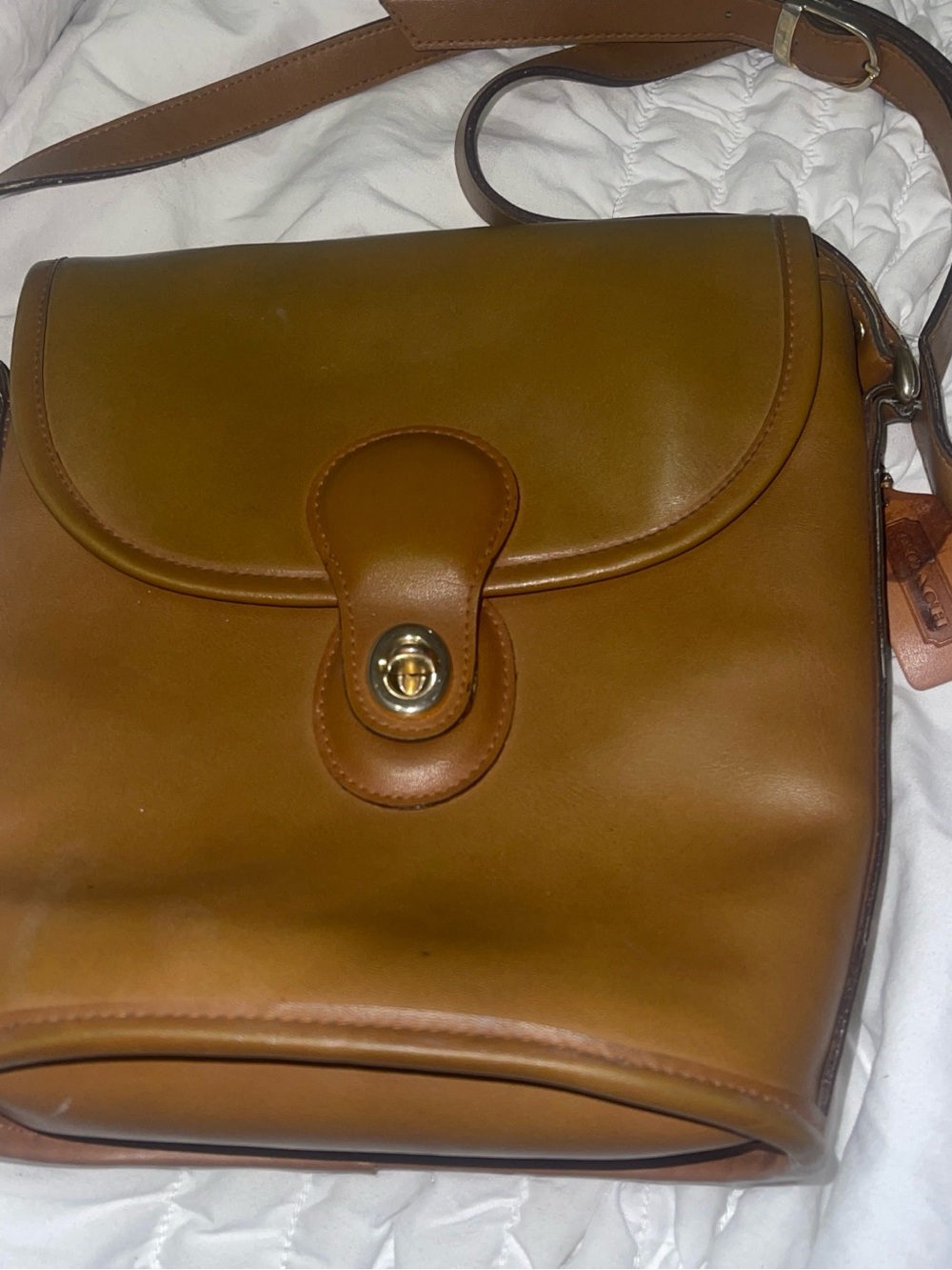 Coach Tan Leather Turnlock Crossbody